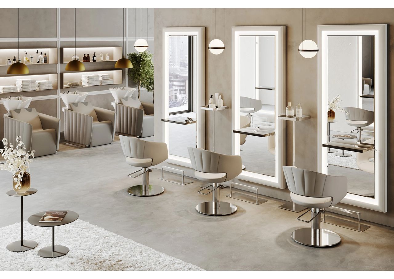 A kids haircut station with a tablet and snacks in a family-friendly Bowden salon